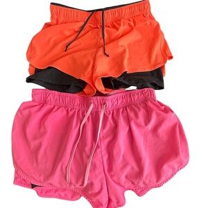 H&M, Women’s Orange , pink, girls Athletic Shorts with Inner Liner, US 6